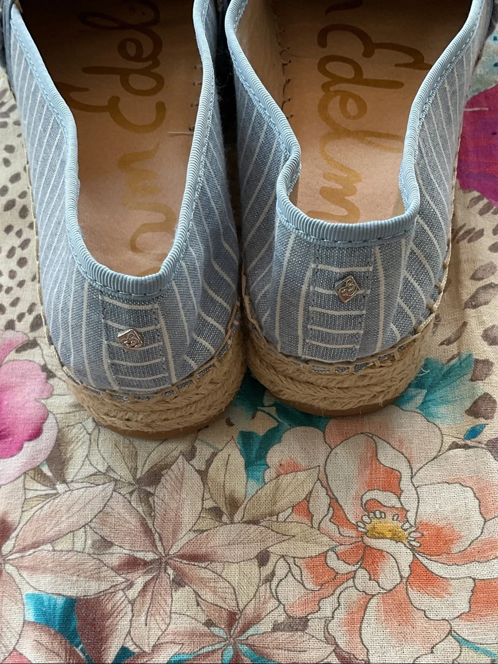 Sam Edelman Ciara Blue White Striped Bow Espadrilles